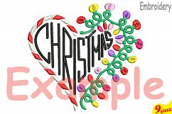 Christmas Heart Embroidery Design Machine Instant Download Commercial Use digital file icon symbol sign cute xmas ornaments light balls 145b Product Image 3