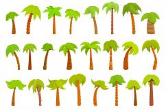 Palm icons set, cartoon style Product Image 1