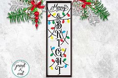 Christmas Merry and Bright vertical porch sign svg for cut Product Image 1