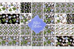 Blue and white cotton PNG watercolor set Product Image 5