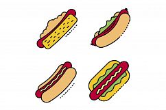 Hot dog icons set line color vector Product Image 1