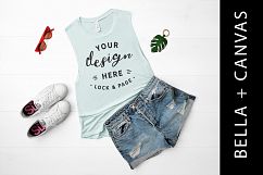 Mint Bella Canvas 8803 Muscle Top Mockup Vest Flat Lay Product Image 1