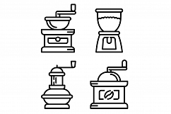 Coffee grinder icons set, outline style Product Image 1