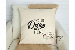 Pillow Mockup Canvas Pillow Mockup Burlap Mock Up Chair Product Image 1
