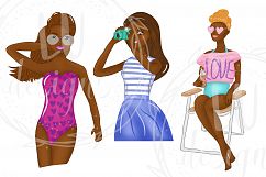 African American Summer Girls Clipart, Girl Illustrations Product Image 2