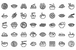 Korean cuisine icons set, outline style Product Image 1