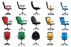 Desk chair icons set, cartoon style Product Image 1