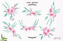 Watercolor Aqua Pink Clipart Bouquets Flowers Summer Florals  Product Image 3