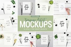 10 Feminine artist styled stock photo&#039;s mockup bundle flatlays Product Image 1