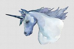 Sweet purple unicorn horse PNG watercolor set Product Image 3