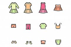 Baby Clothes Line Icons Set Product Image 5