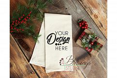 Kitchen Towel Mockup, Christmas, Flour Sack Towels Mockup Product Image 1