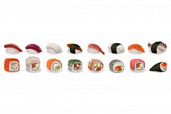 Sushi roll icons set, cartoon style Product Image 1