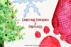 Christmas Stockings and Fireplaces Clipart Product Image 7