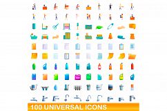 100 universal icons set, cartoon style Product Image 1