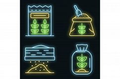 Flour icons set vector neon Product Image 1