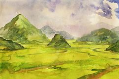 12 Artistic Watercolor Landscapes  Vector Copy Product Image 11