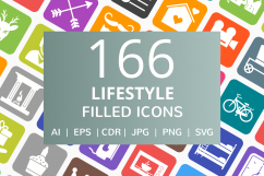 166 Lifestyle Filled Round Corner Icons Product Image 1