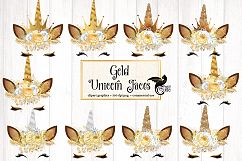 Gold Unicorn Face Clipart Product Image 1