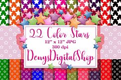 Color Stars, Digital Scrapbook Paper, Stars Patterned, Stars Product Image 1
