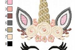 Pretty Unicorn Eyes Head Floral Design - Unicorn EMBROIDERY DESIGN FILE - Unicorn Shabby Chic Face Instant download - 4 sizes Product Image 6