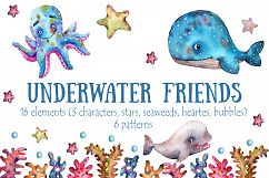 Underwater Friends - Watercolor Clip Art Set Product Image 1