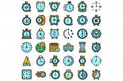 Stopwatch icons set vector flat Product Image 1