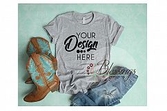 Light Gray Heather Bella Canvas Mockup 3001 Womens Product Image 1