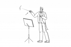 Music Conductor Man Conducting Orchestra Vector Illustration Product Image 1