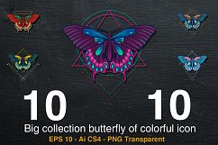 10 Big collection butterfly of colorful icon Product Image 1