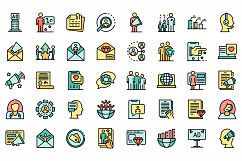 PR specialist icons set vector flat Product Image 1