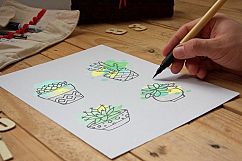 Succulent - Big hand drawn set with paint splashes Product Image 2