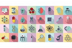 Nanotechnology icons set, flat style Product Image 1