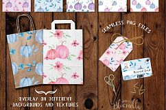 Pumpkin Huge Kit Pink Blue Watercolor Clipart Fall Package Product Image 5