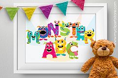 Monster Alphabet Clipart, ABC Letters - Vector Clipart Product Image 1