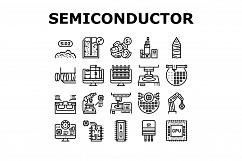 Semiconductor Manufacturing Plant Icons Set Vector Product Image 1