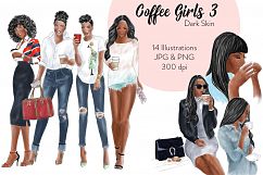 Fashion clipart coffee girls 3 - Dark Skin Product Image 1