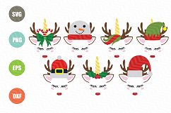 Christmas Face Unicorn SVG Product Image 1