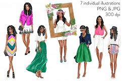 Fashion Girls - Volume 1 ( Dark skin) fashion illustration clipart Product Image 2