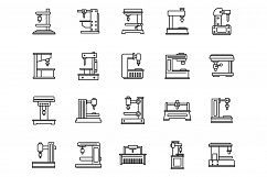 Milling Machine device icons set, outline style Product Image 1