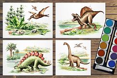 Prehistoric world. Watercolor bundle Product Image 9