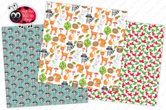 Woodland animals digital papers, Woodland patterns, Raccoon Product Image 3