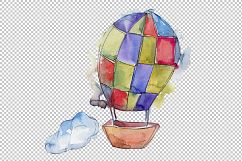 Watercolor hot air balloon PNG set Product Image 3