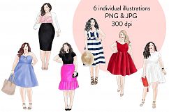 Fashion illustration clipart - Curvy Girls - Light skin Product Image 3