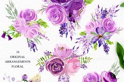 Ultra violet watercolor flowers Product Image 6