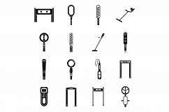 Metal detector access icons set, simple style Product Image 1