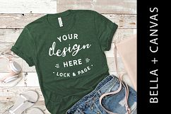 Heather Grass Green Bella Canvas 3001 T Shirt Mockup Product Image 1