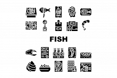 Fish Market Product Collection Icons Set Vector Product Image 1