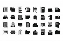 Work storage of documents icons set, simple style Product Image 1