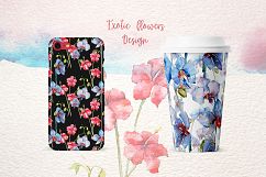 Exotic red and blue orchids PNG watercolor set Product Image 6